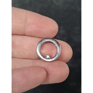 925 Sterling Silver Diamond Accent Circle Open Design Pendant Vintage